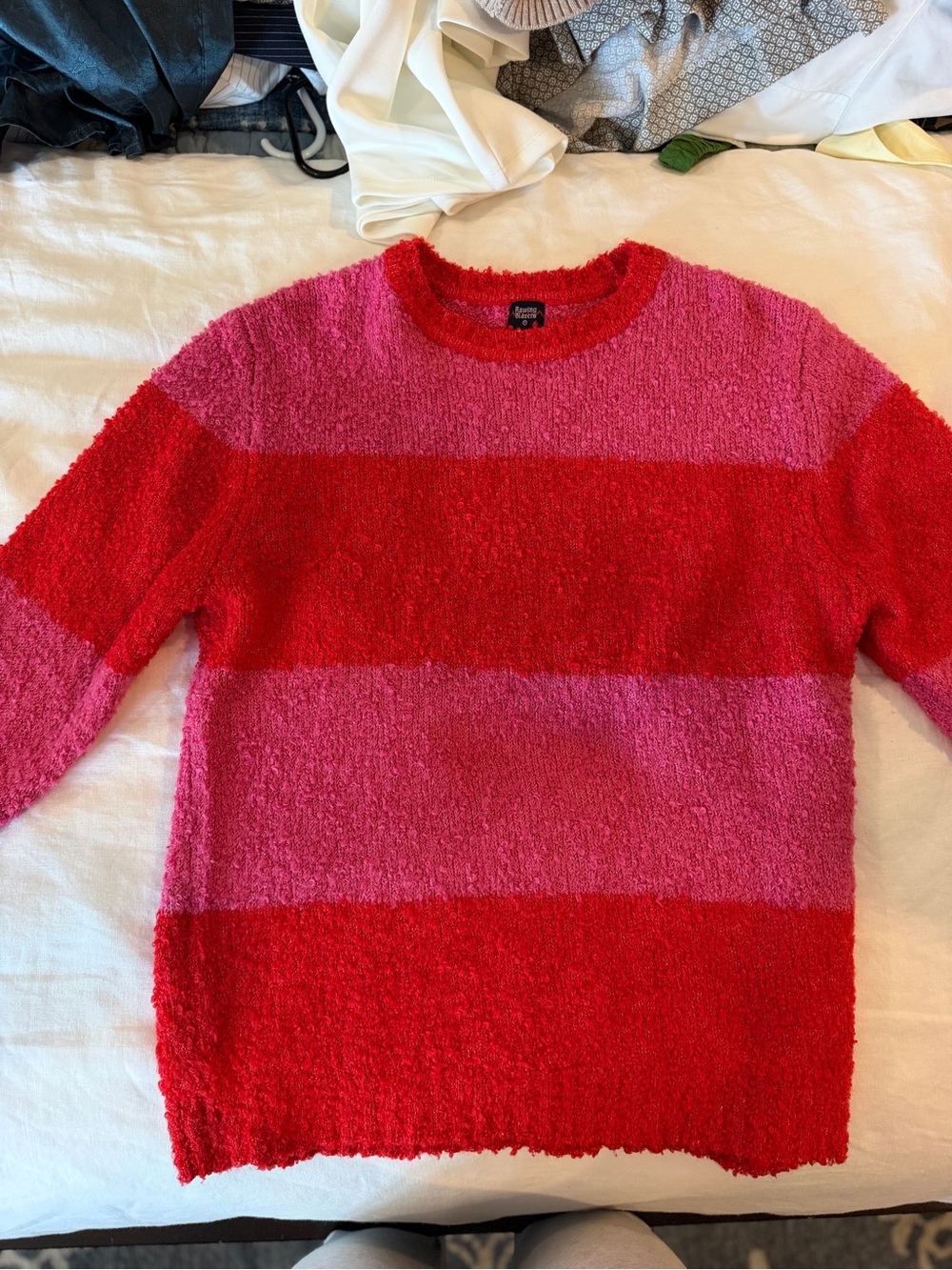Rowing Blazers Pink and Red Striped Crewneck Sweater